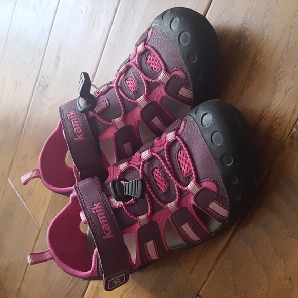 Kamik Crab Pink Purple Black Kids Girls Close-Toe Sandals Size 3 - Picture 1 of 14